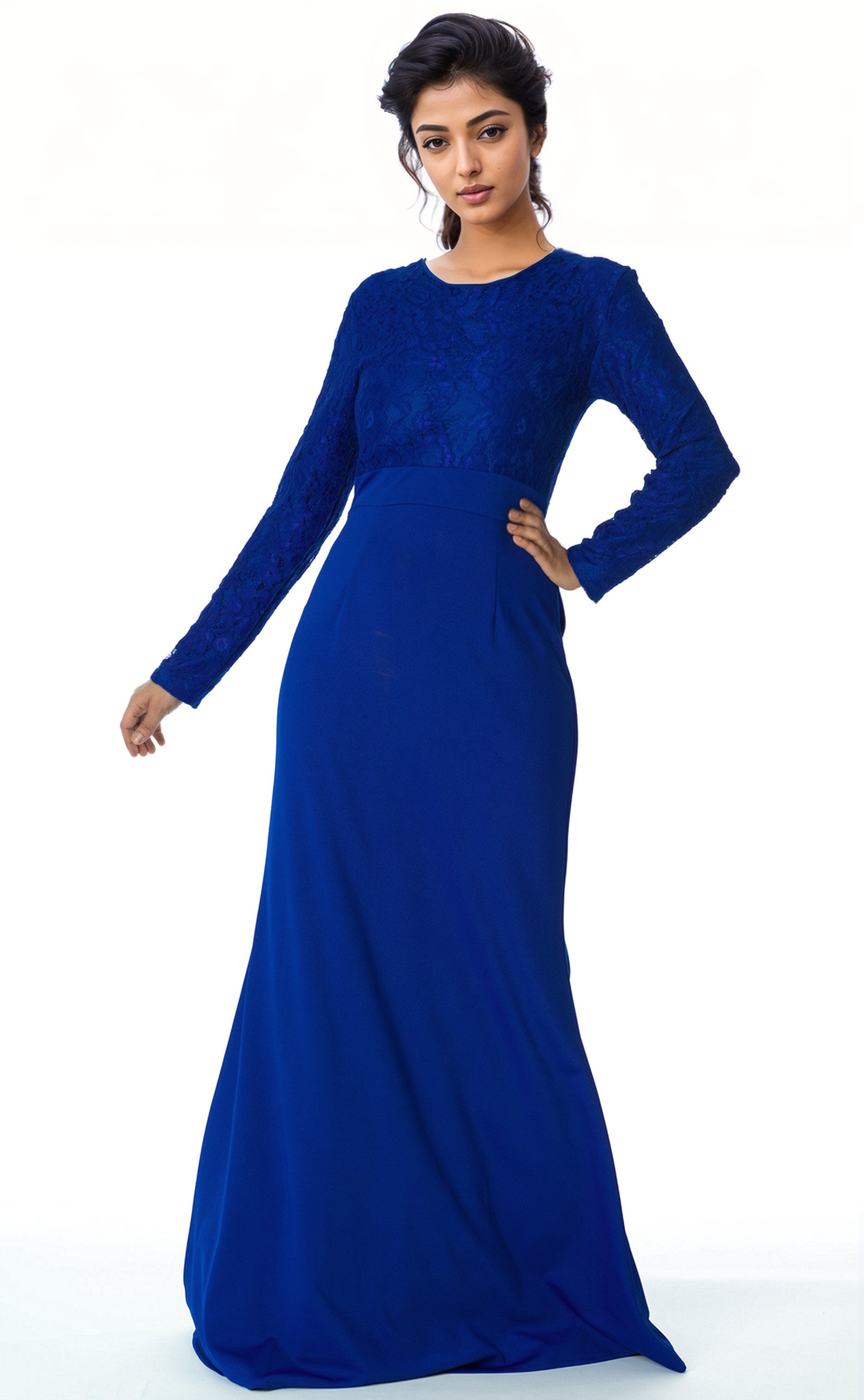 Arlo Royal Blue Bow-Tie Lace Maxi Dress