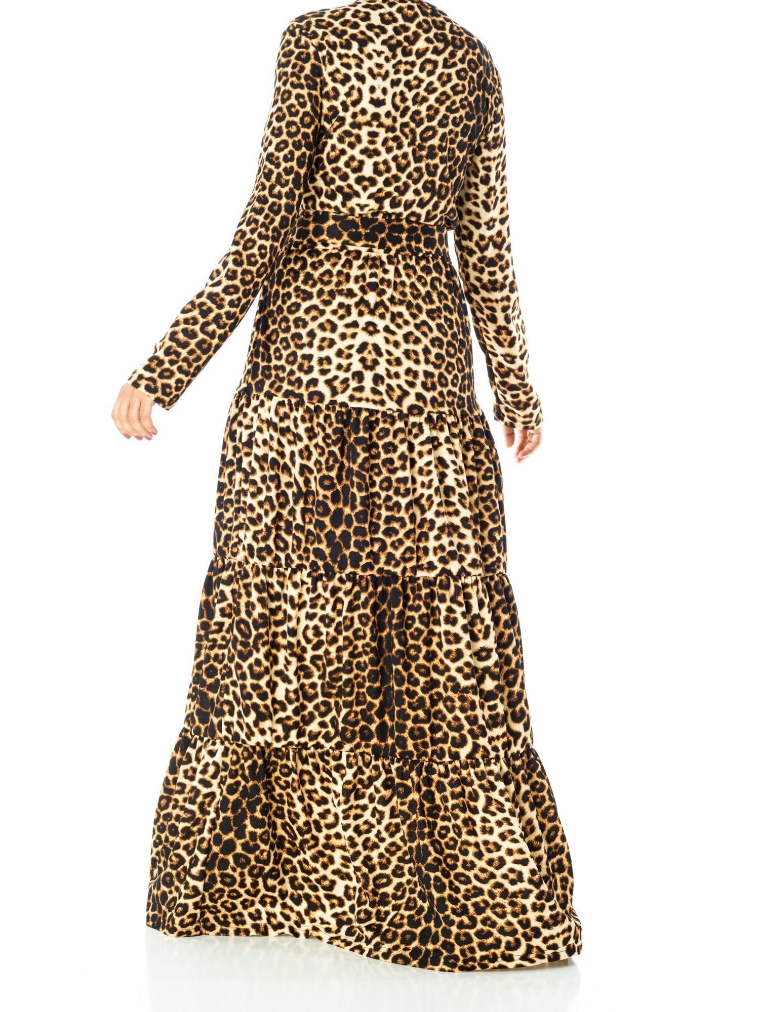 Matilda Brown Leopard-Print Tiered Dress