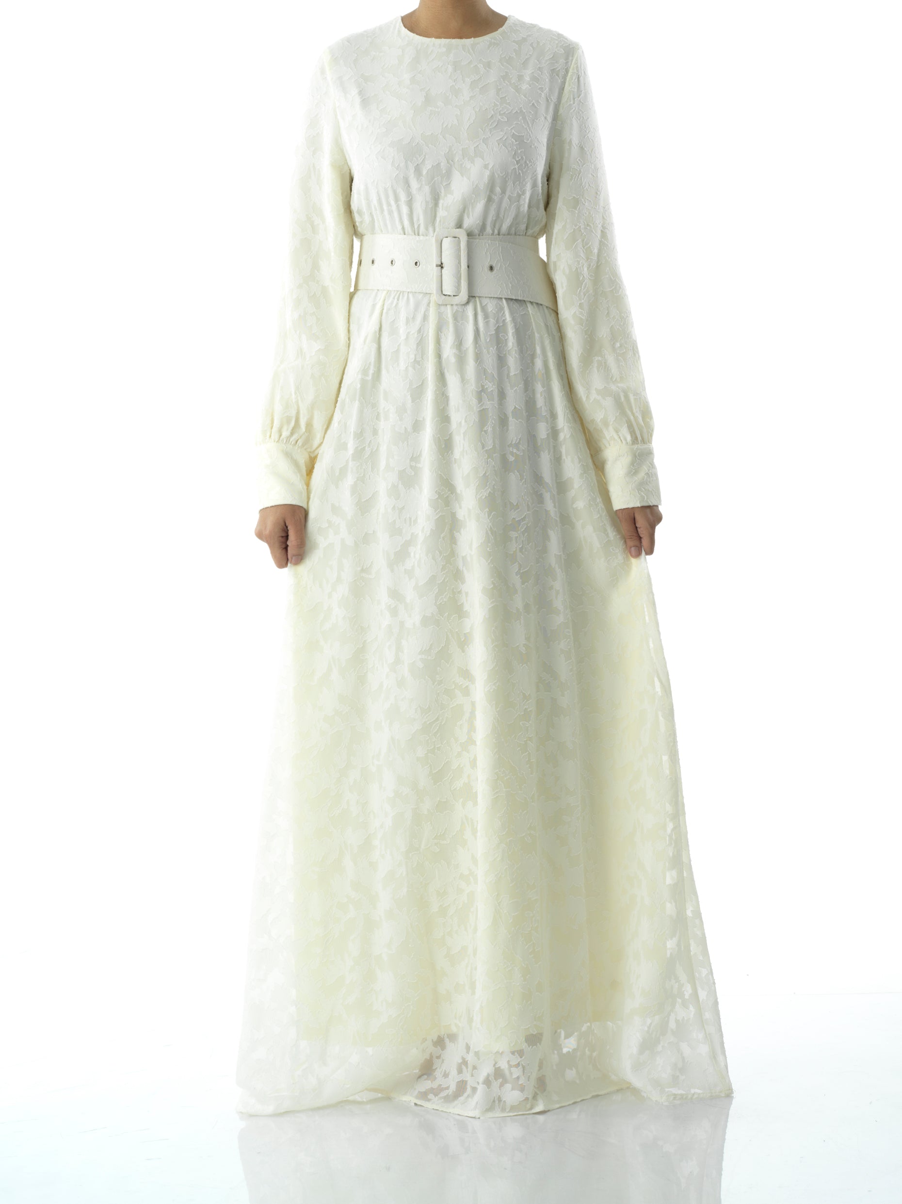 Cortland Cream Burnout Floral Maxi Dress