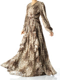 Ensley Chestnut Cheetah Floral Maxi Dress