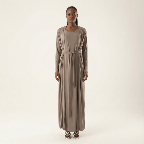 Belle Chestnut Jersey Maxi & Cardigan Set