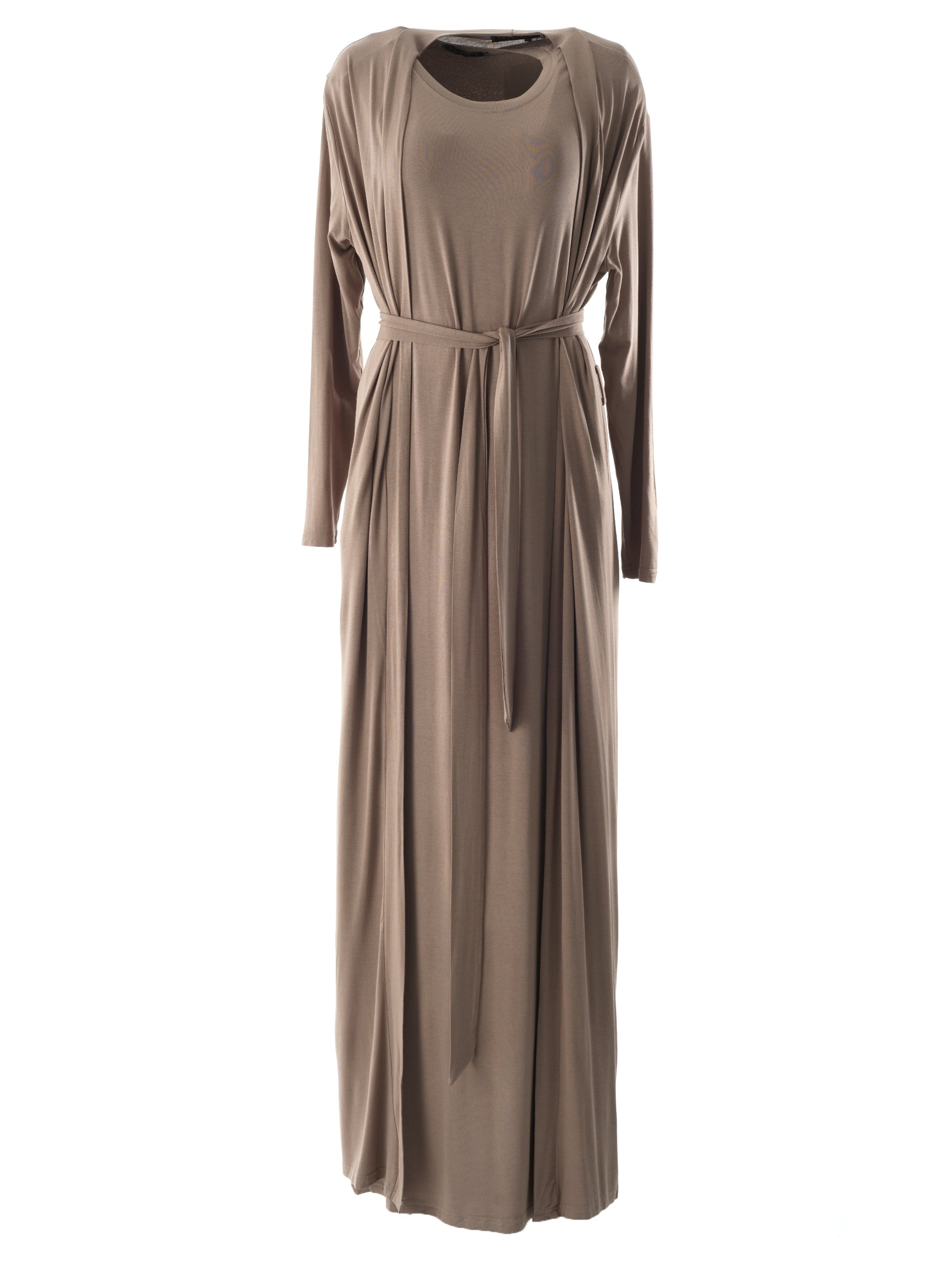 Belle Chestnut Jersey Maxi & Cardigan Set