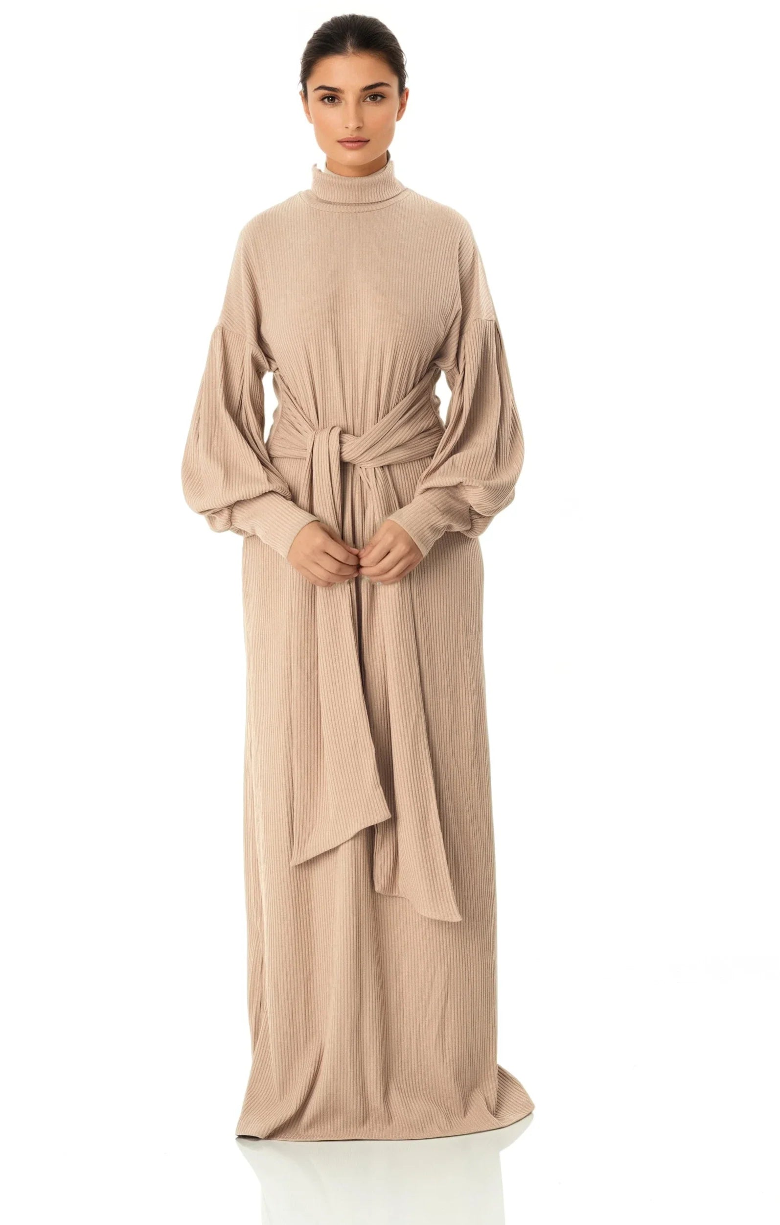Anais Chia Ribbed Turtleneck Sweater Dress