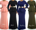 Sadie Black Classic Peplum Long-Sleeve Maxi Dress