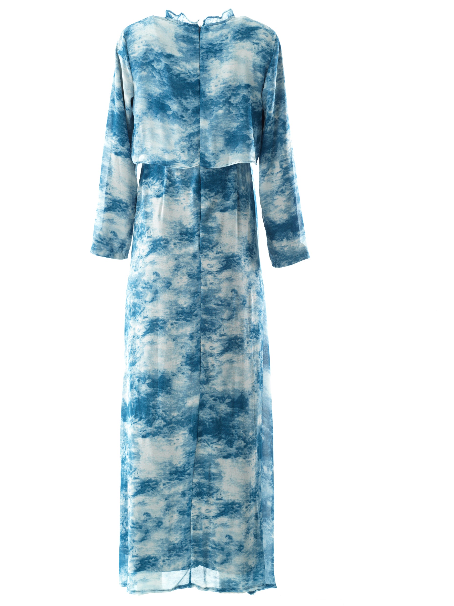 Vale Cloud Print Chiffon Maxi Dress