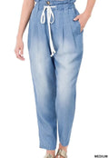Sasha Light Blue Chambray Paperbag Trousers