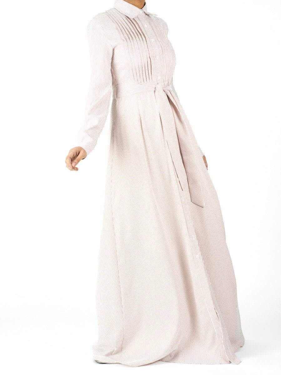 Kinsley Blush Striped Button-Down Maxi Dress
