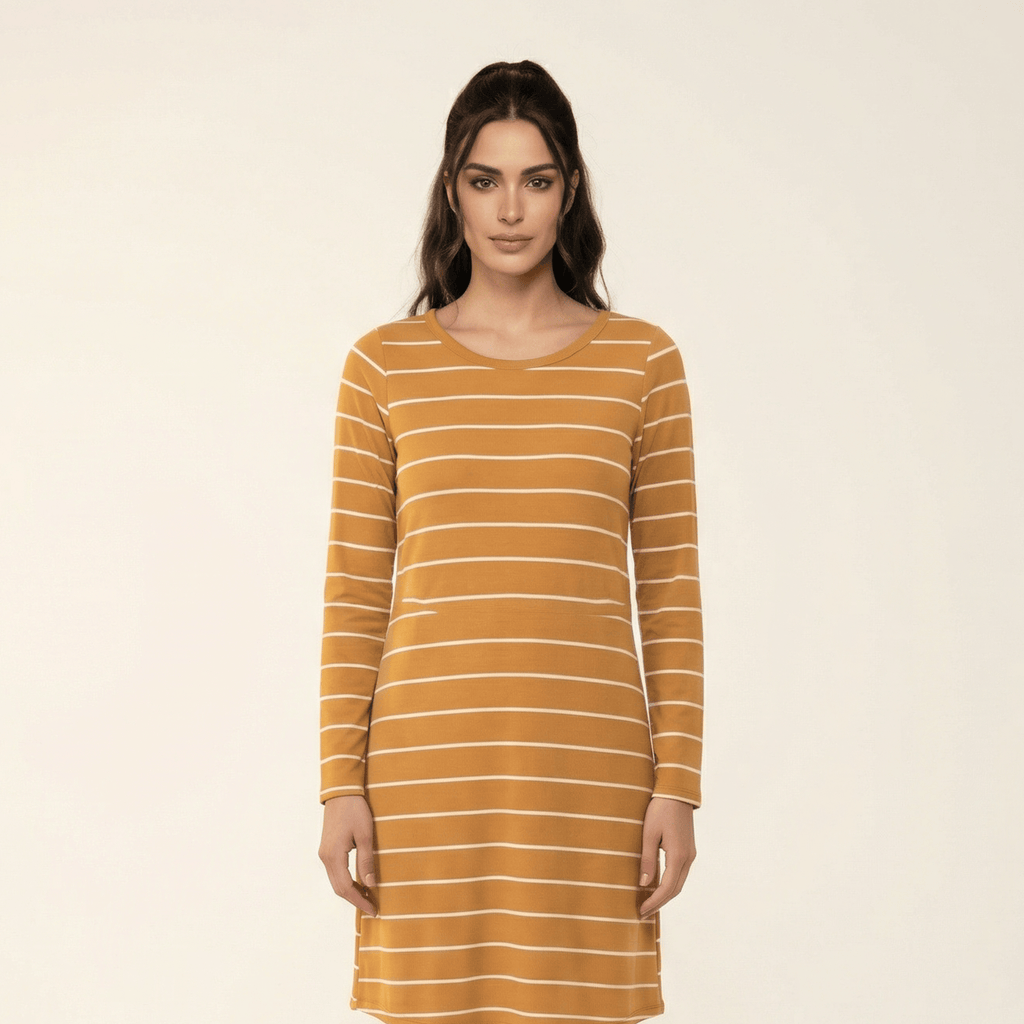 Halle Mustard Striped Cotton Midi Top
