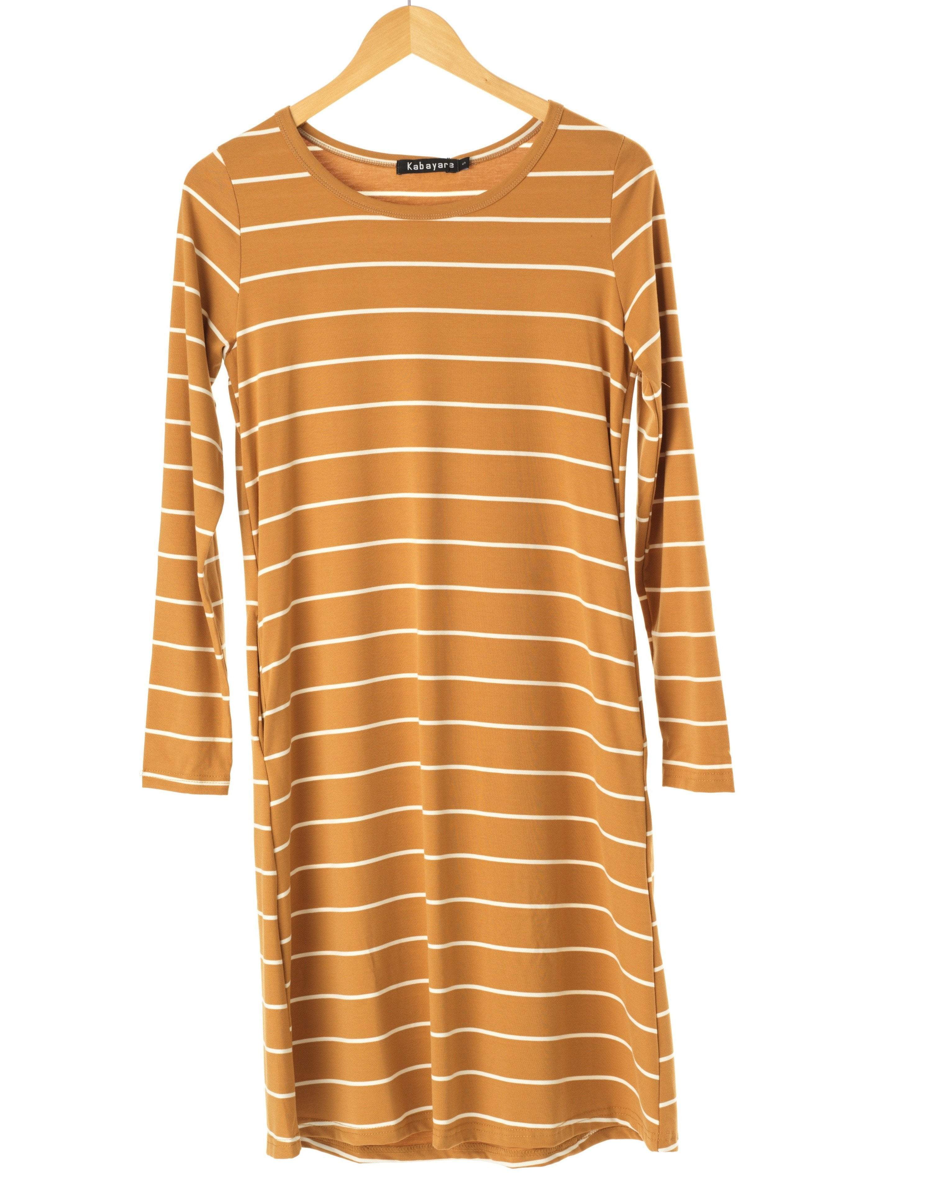 Halle Mustard Striped Cotton Midi Top