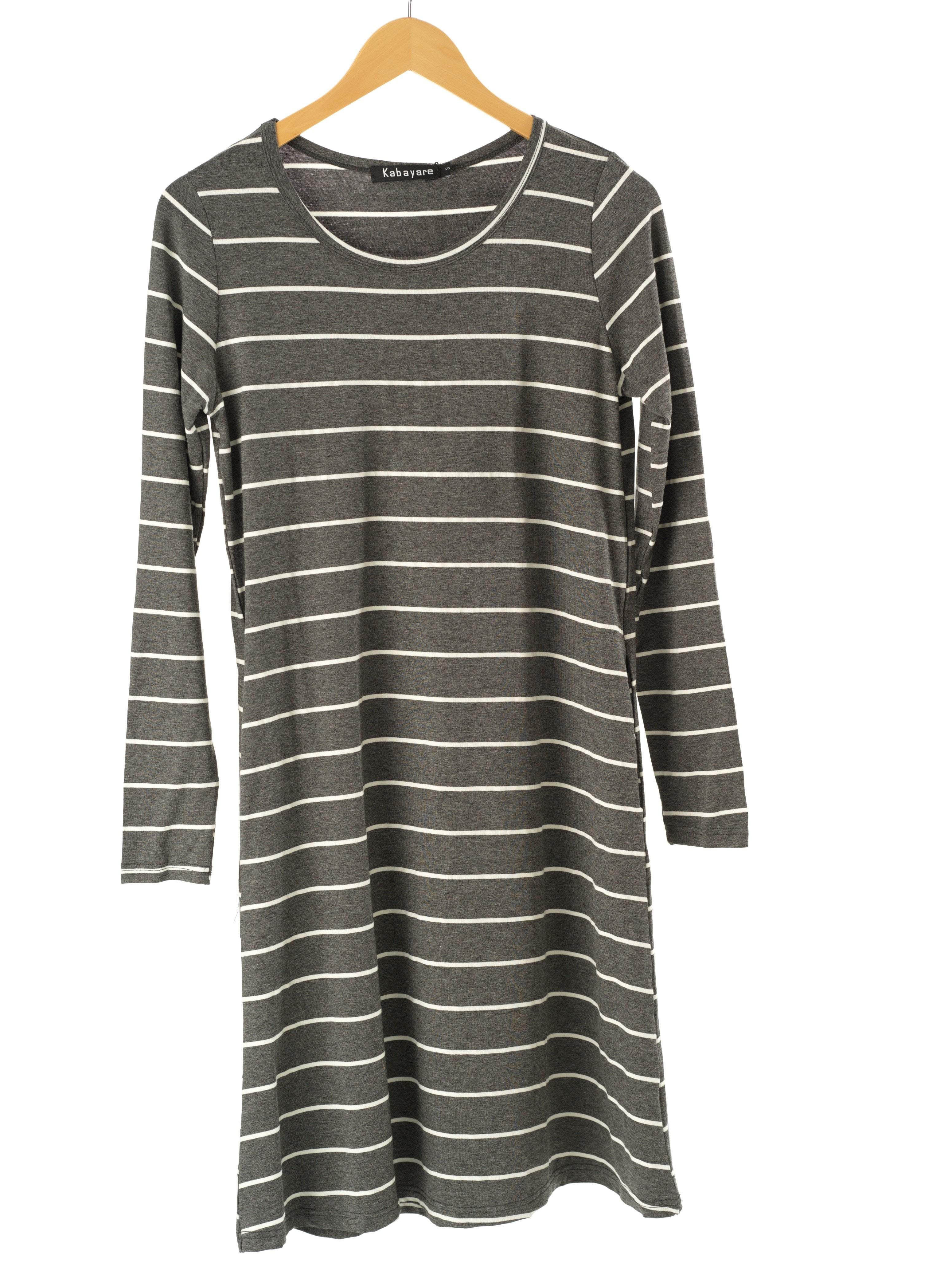 Halle Gray Striped Cotton Midi Top