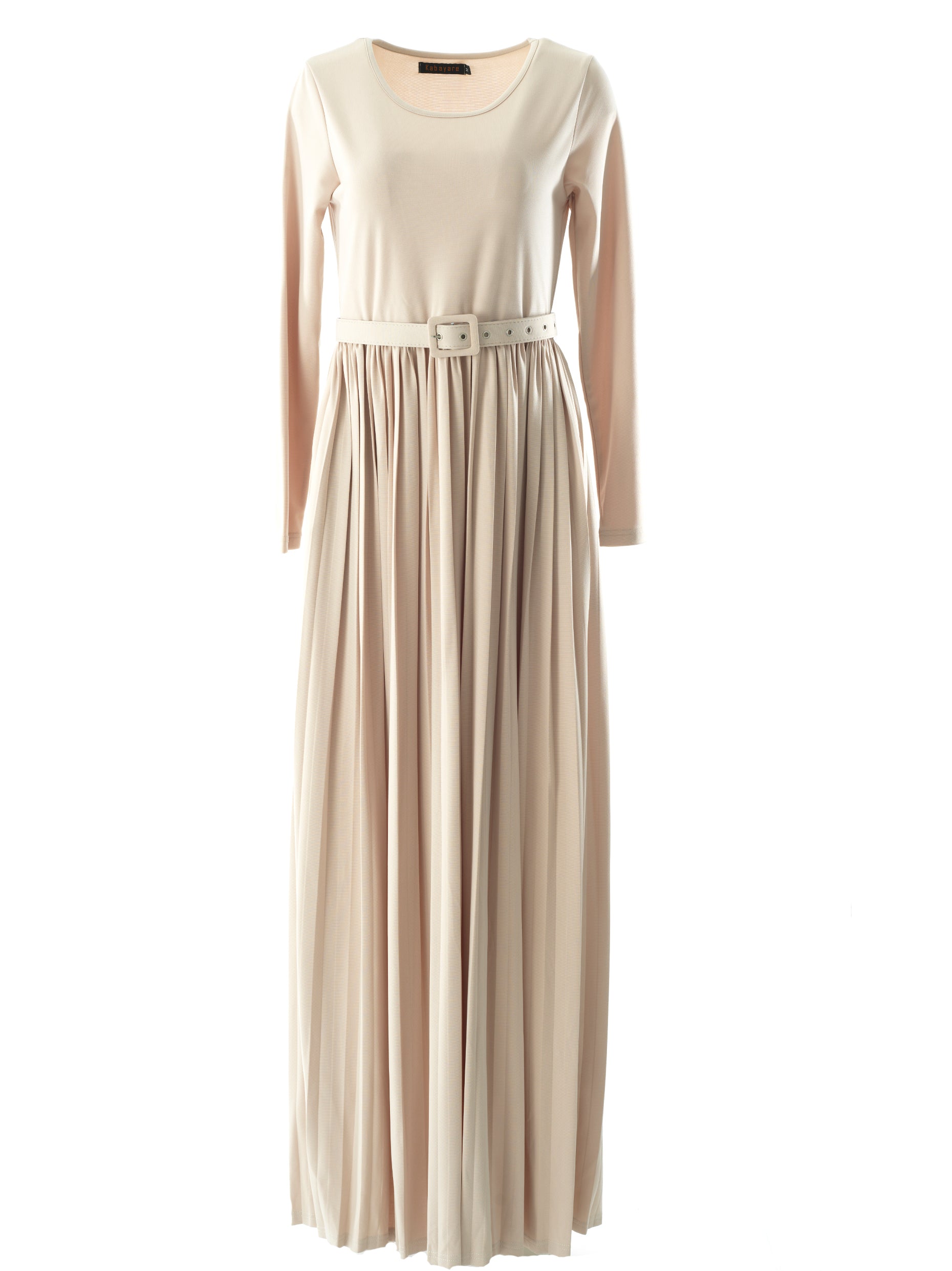 Elise Cream Pleated Ponte Maxi Dress