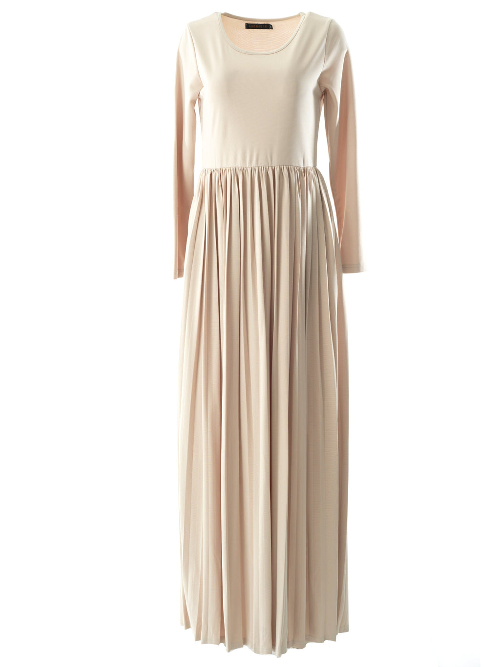 Elise Cream Pleated Ponte Maxi Dress