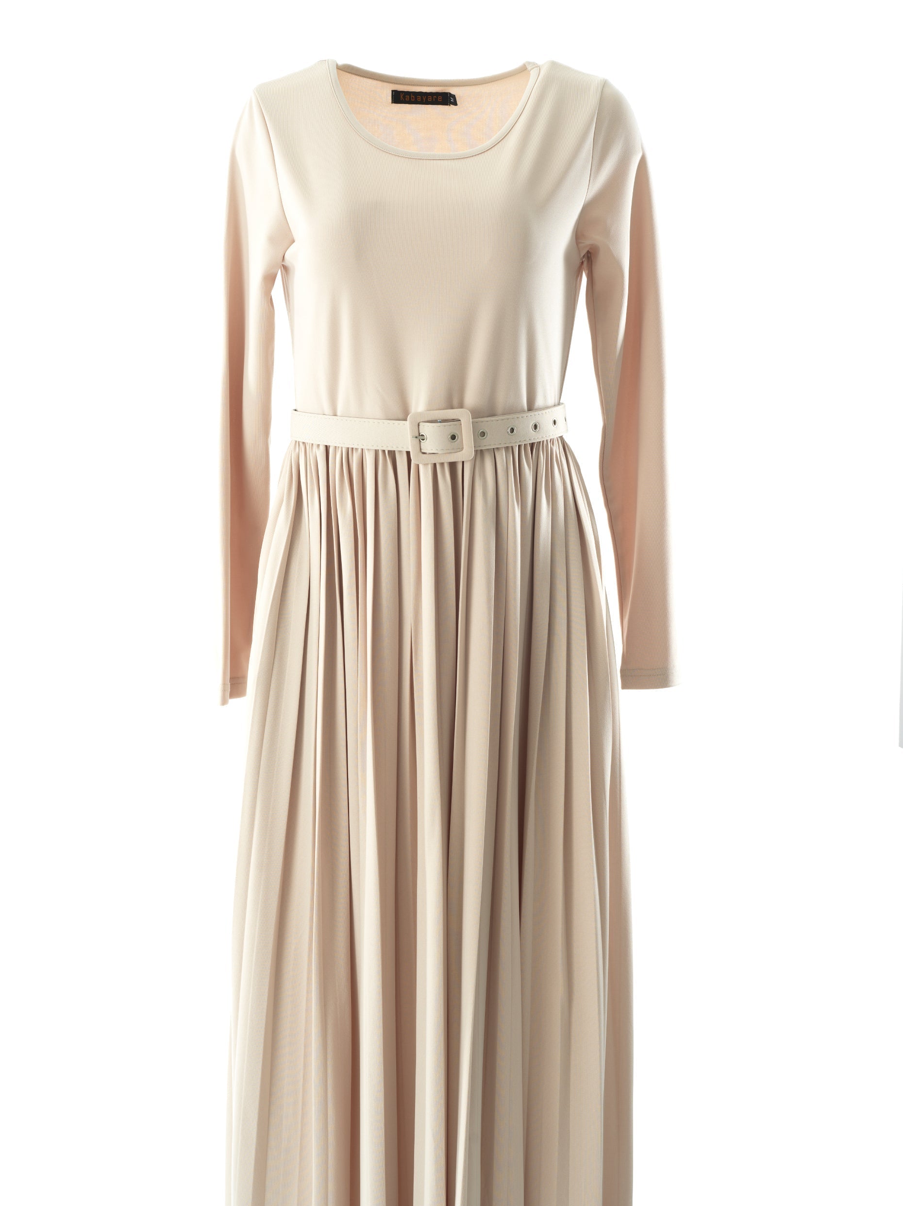 Elise Cream Pleated Ponte Maxi Dress