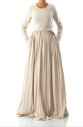 Elise Cream Pleated Ponte Maxi Dress