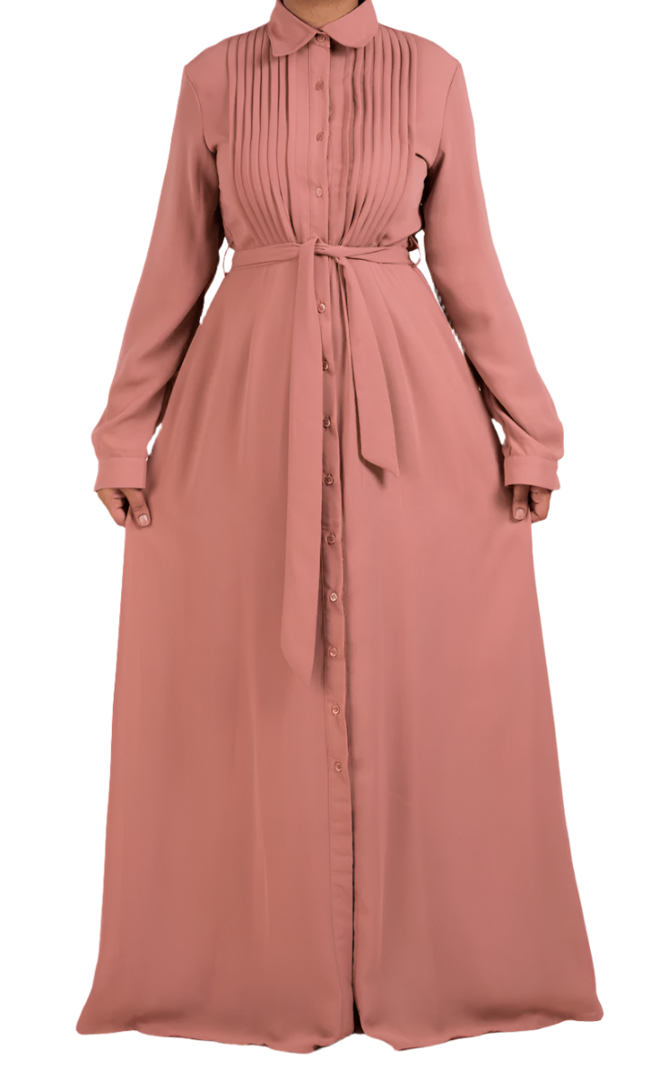 Maisie Darksalmon Crepe Button-Down Maxi Dress