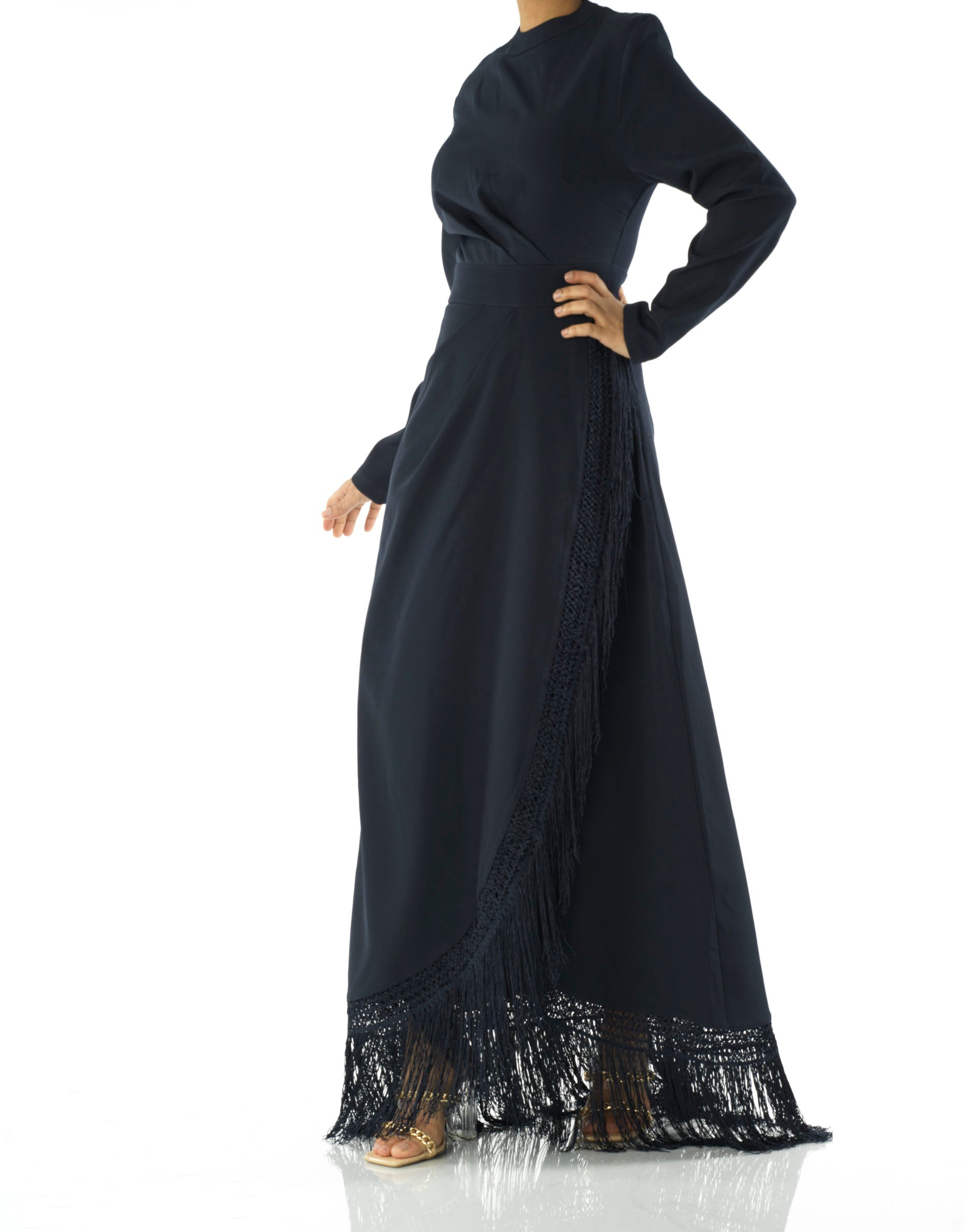 Wrenna Deep Fringe-Detail Maxi Dress