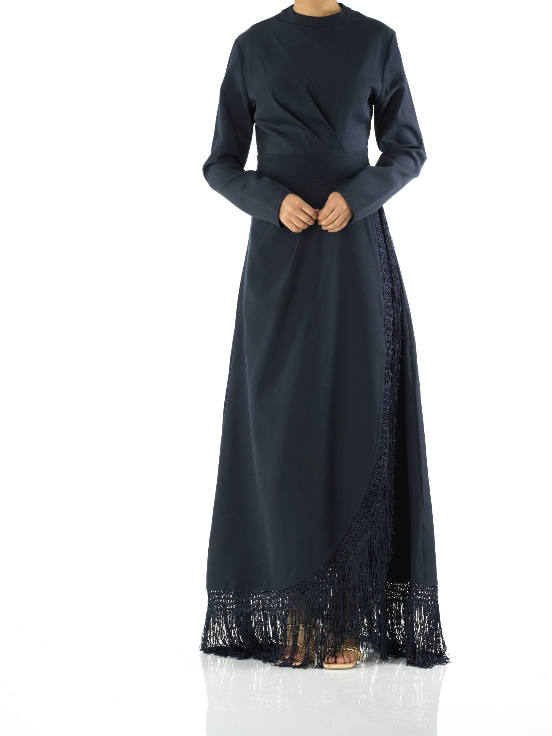 Wrenna Deep Fringe-Detail Maxi Dress