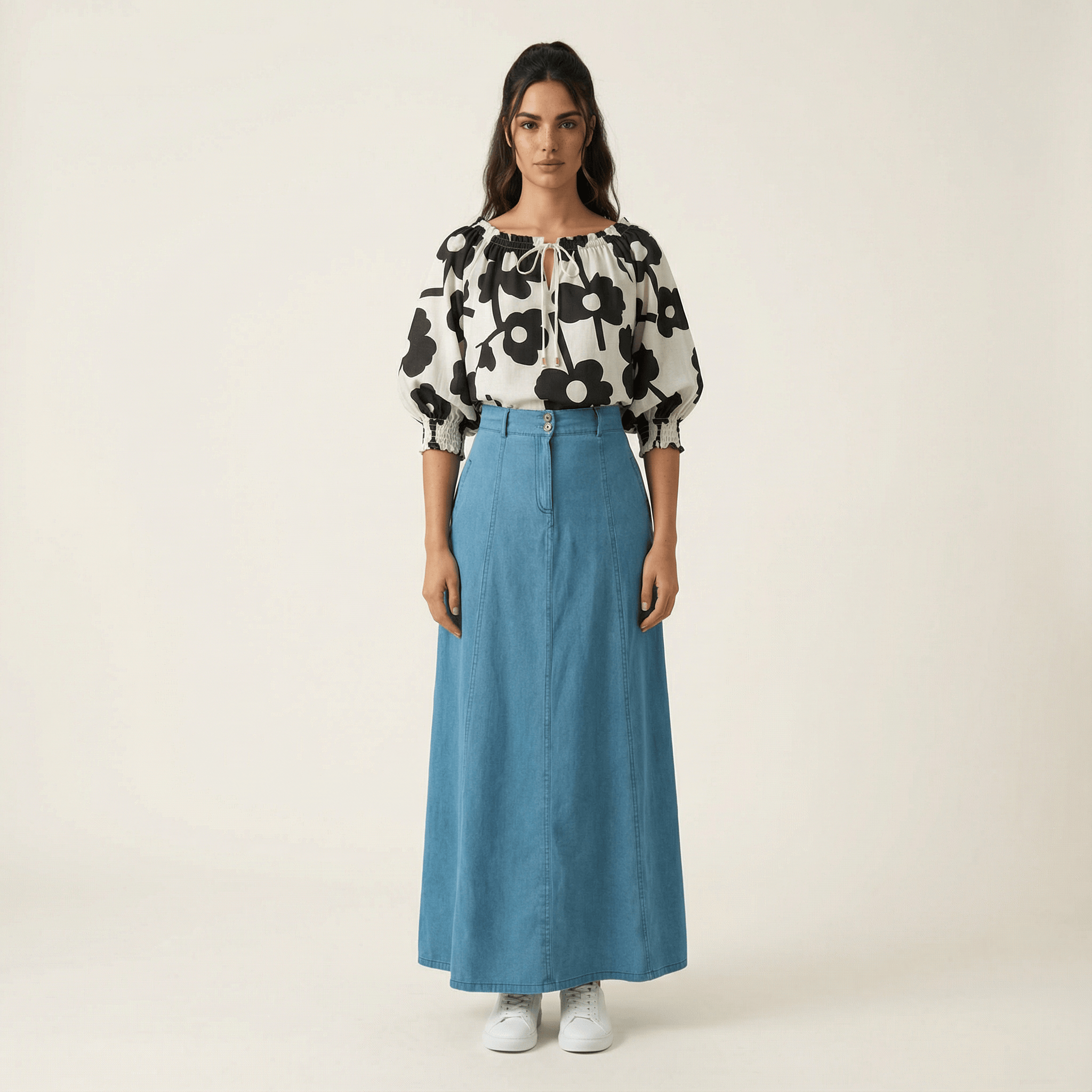 Adelaide Soft-wash Denim Maxi Skirt