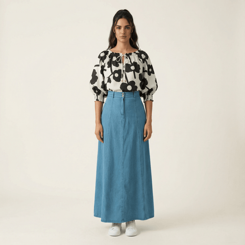 Adelaide Soft-wash Denim Maxi Skirt