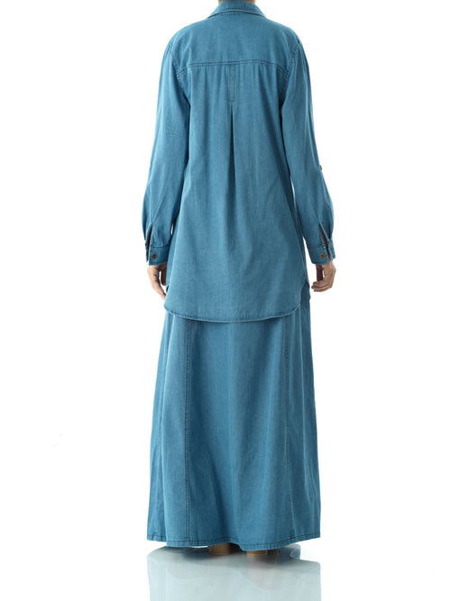 Alaia Vintage-wash Denim Tunic Top