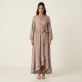 Rosalie Dusty Satin Long-Sleeve Maxi Dress