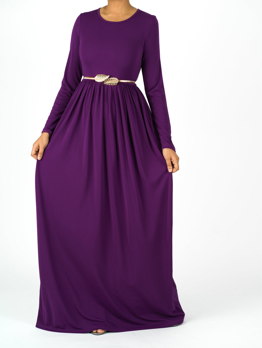 Sutton Eggplant Milk-Silk Column Maxi Dress