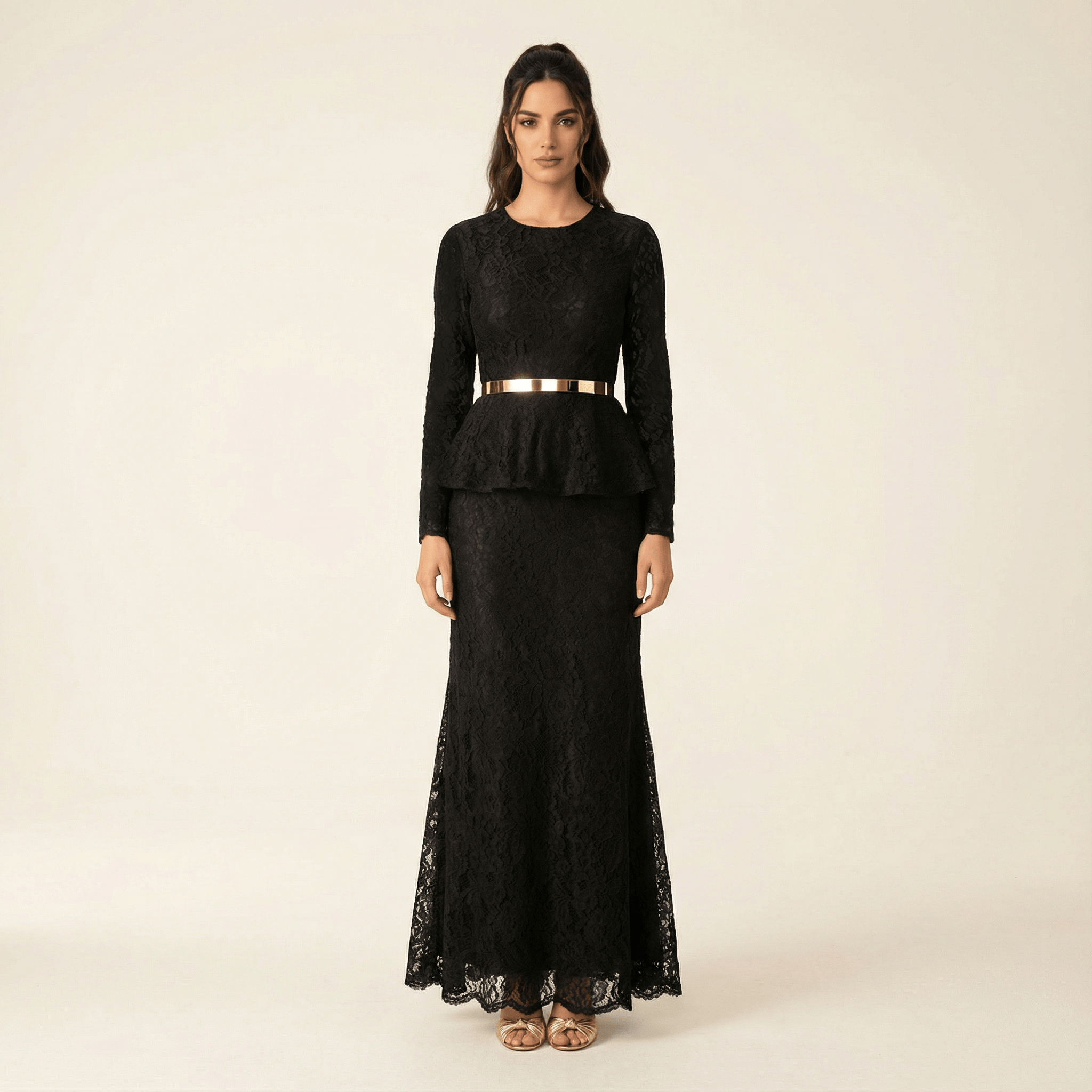 Collins Black Lace Peplum Dress