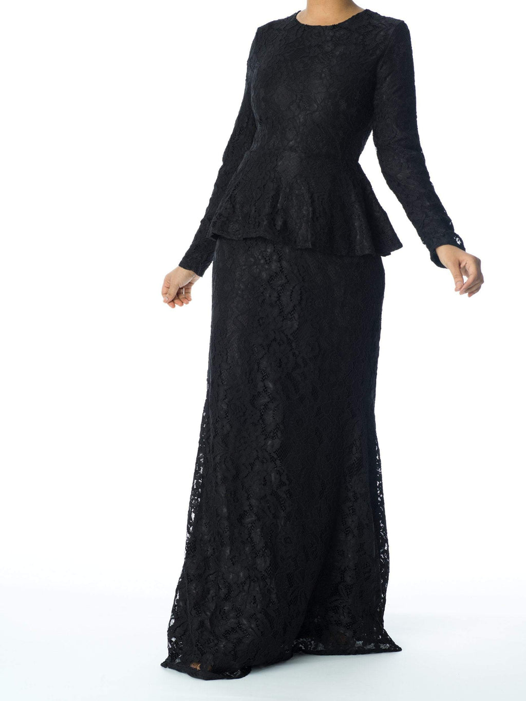 Collins Black Lace Peplum Dress