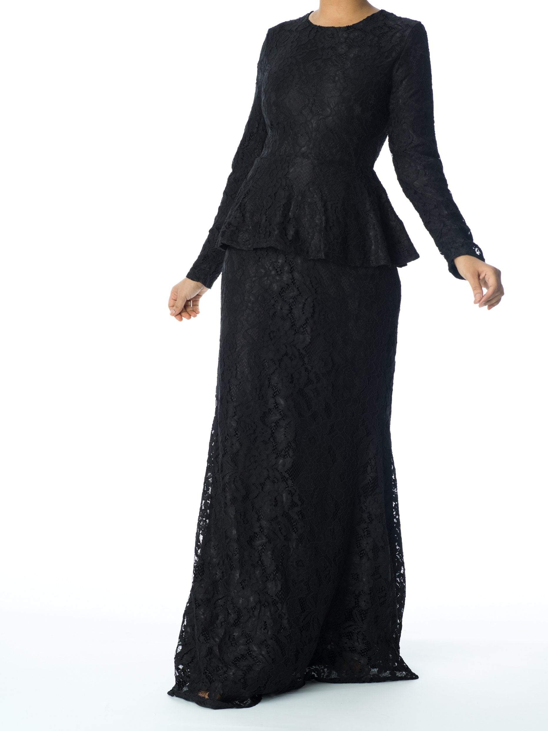 Collins Black Lace Peplum Dress