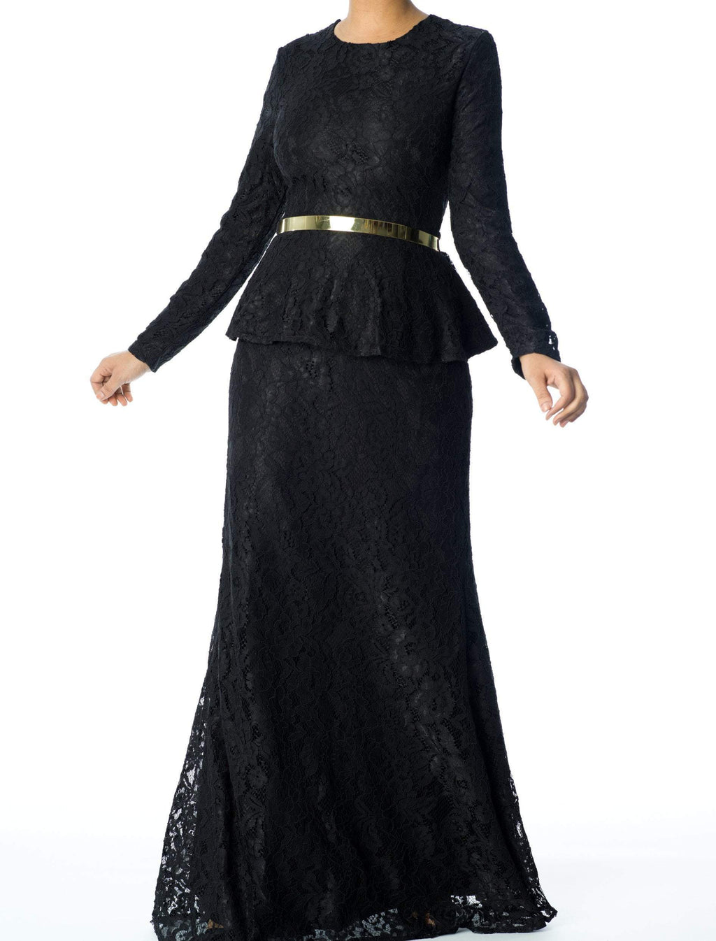 Collins Black Lace Peplum Dress