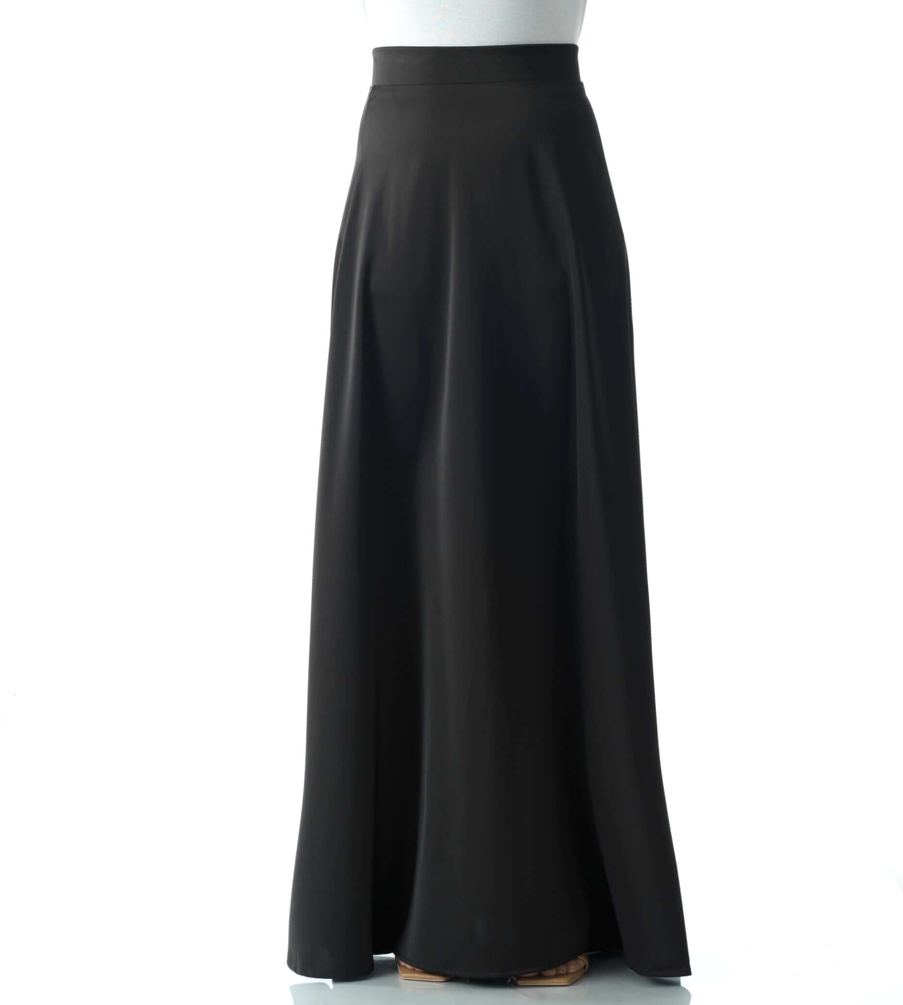 Livia Black Satin High-Waist Maxi Skirt