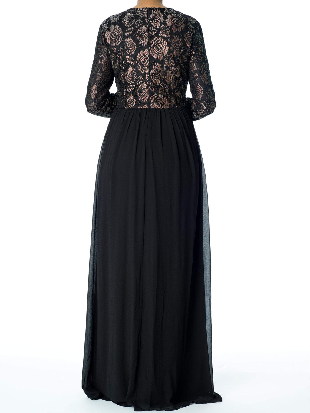 Maren Black Lace Chiffon Dress