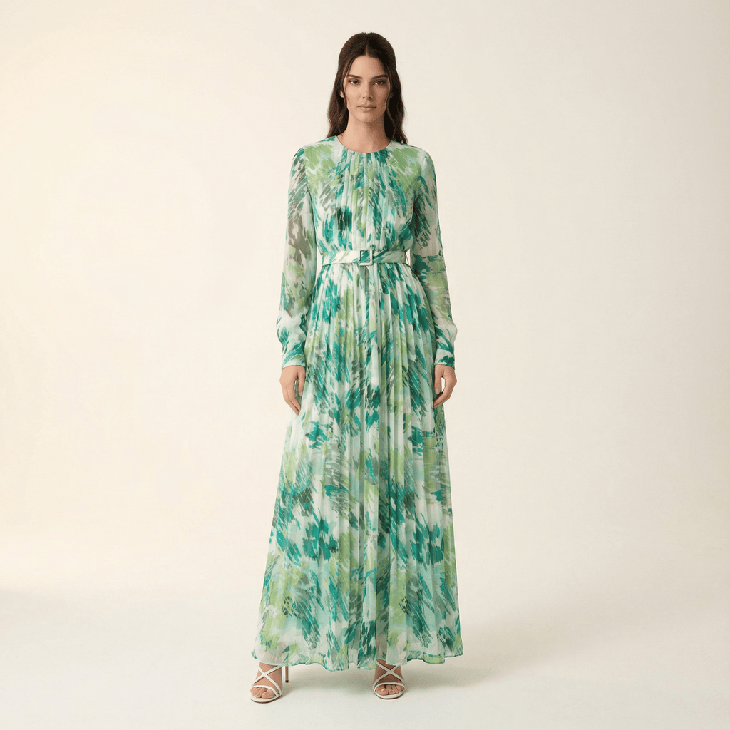 Averie Fardowsa Abstract-Print Silk-Chiffon Maxi Dress