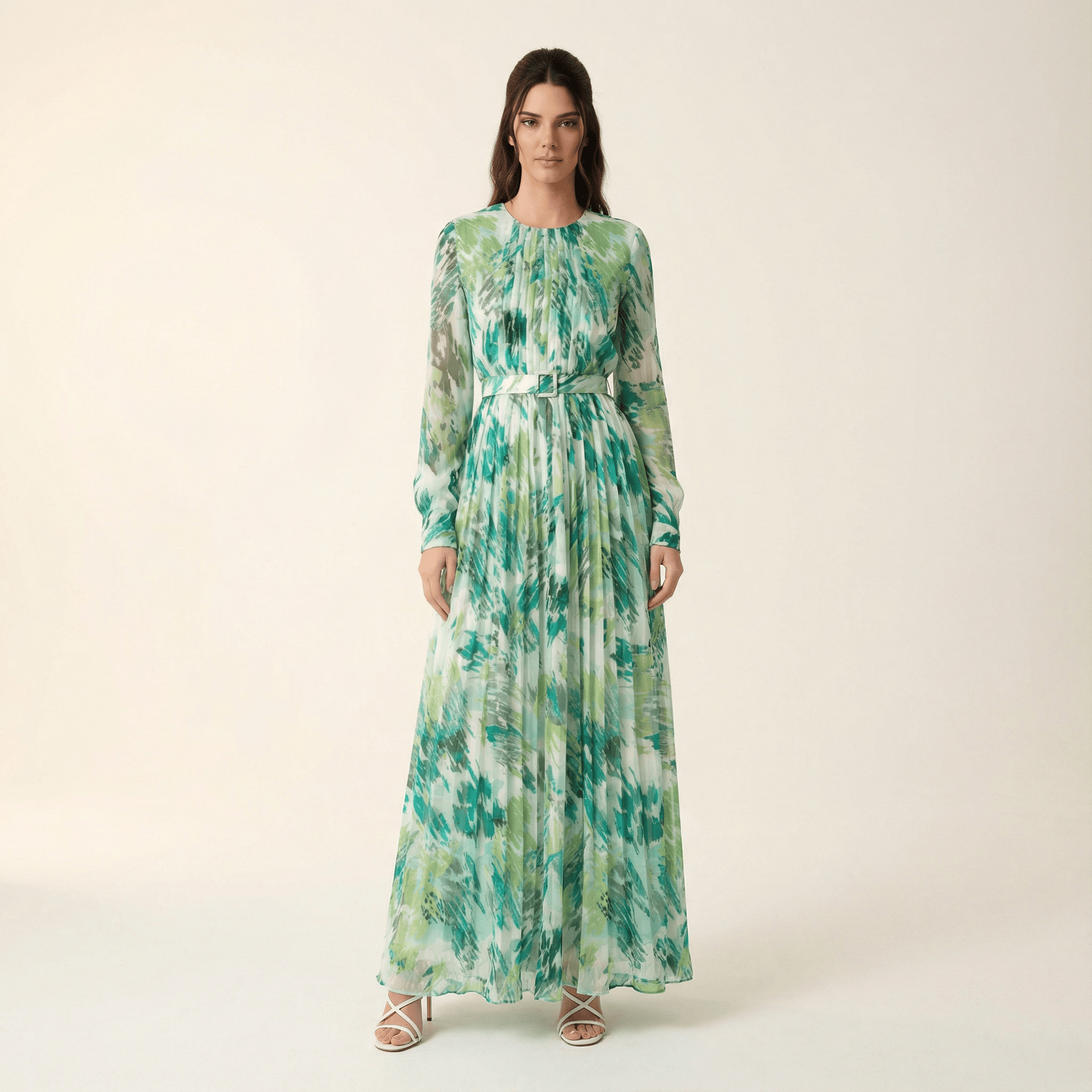 Averie Fardowsa Abstract-Print Silk-Chiffon Maxi Dress