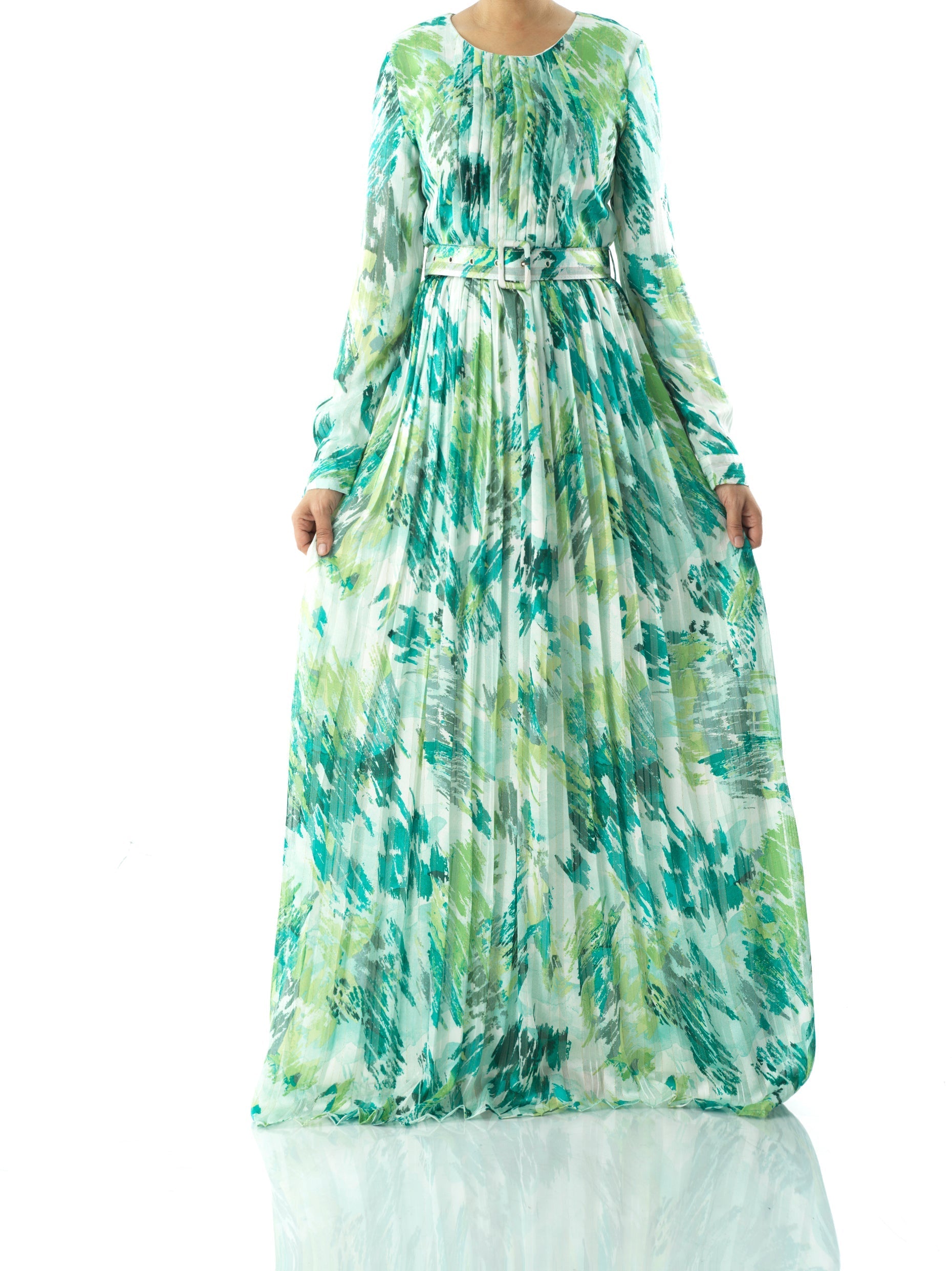 Averie Fardowsa Abstract-Print Silk-Chiffon Maxi Dress