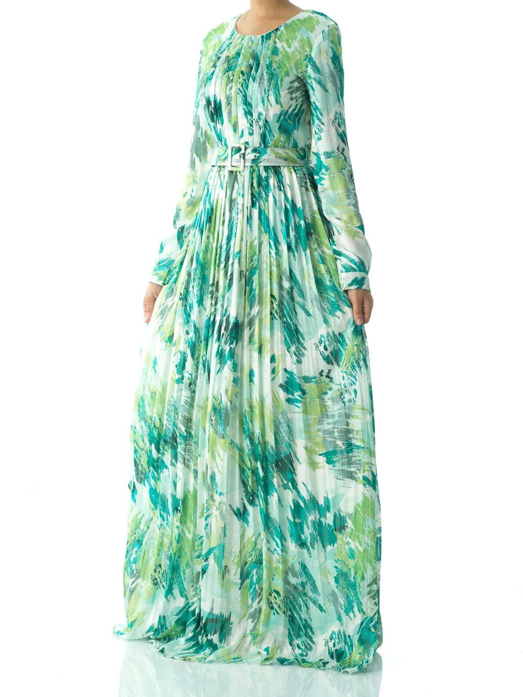 Averie Fardowsa Abstract-Print Silk-Chiffon Maxi Dress