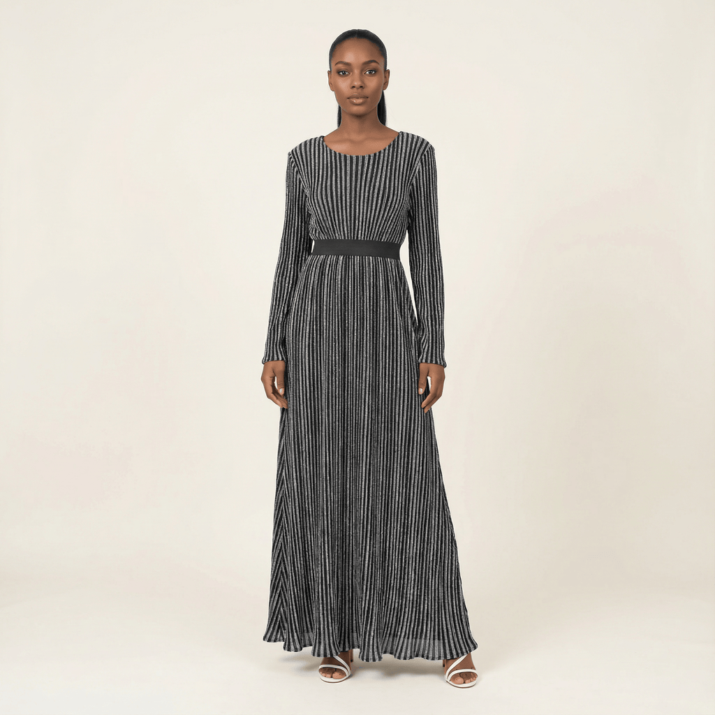 Wrenley Silver Shimmer Maxi Dress