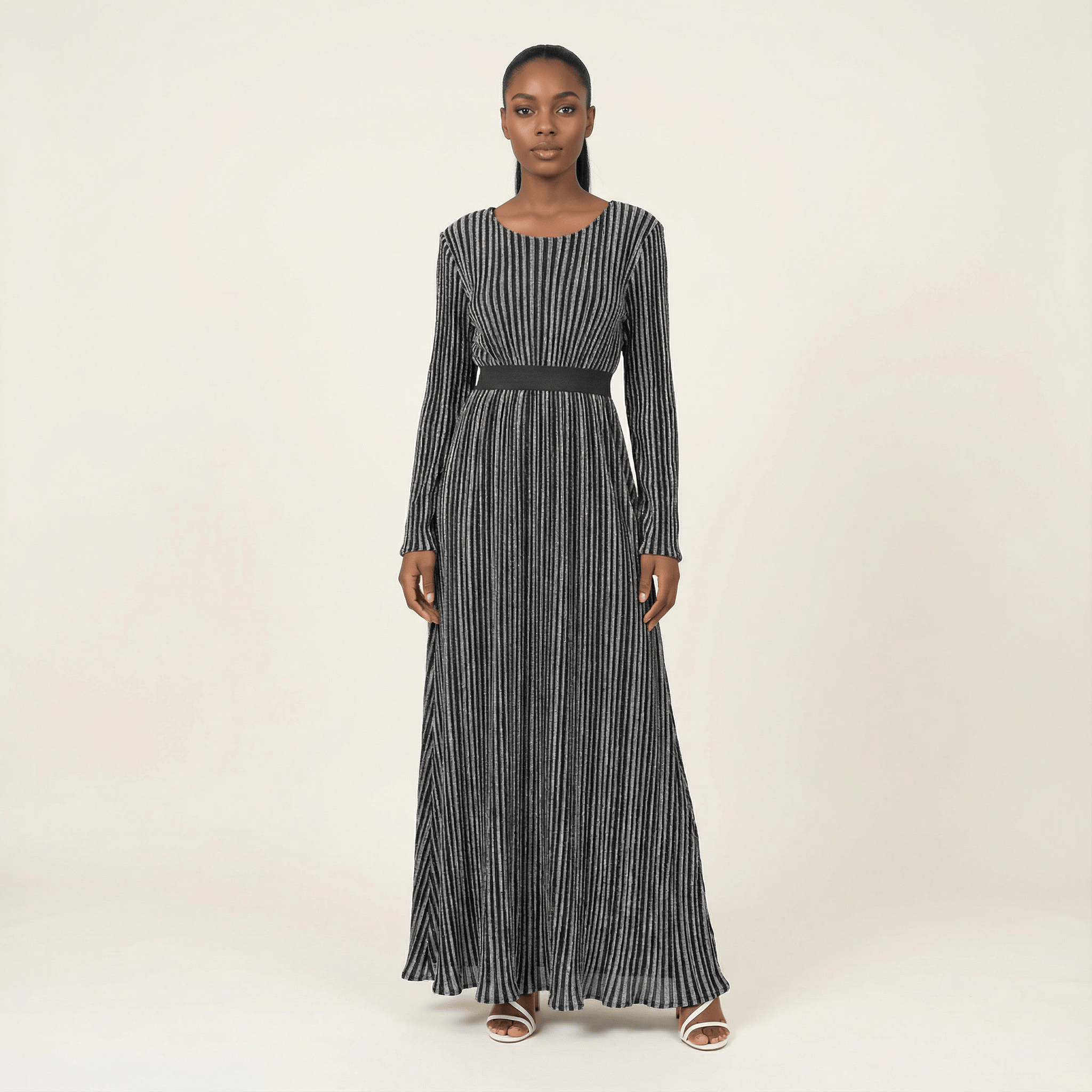 Wrenley Silver Shimmer Maxi Dress
