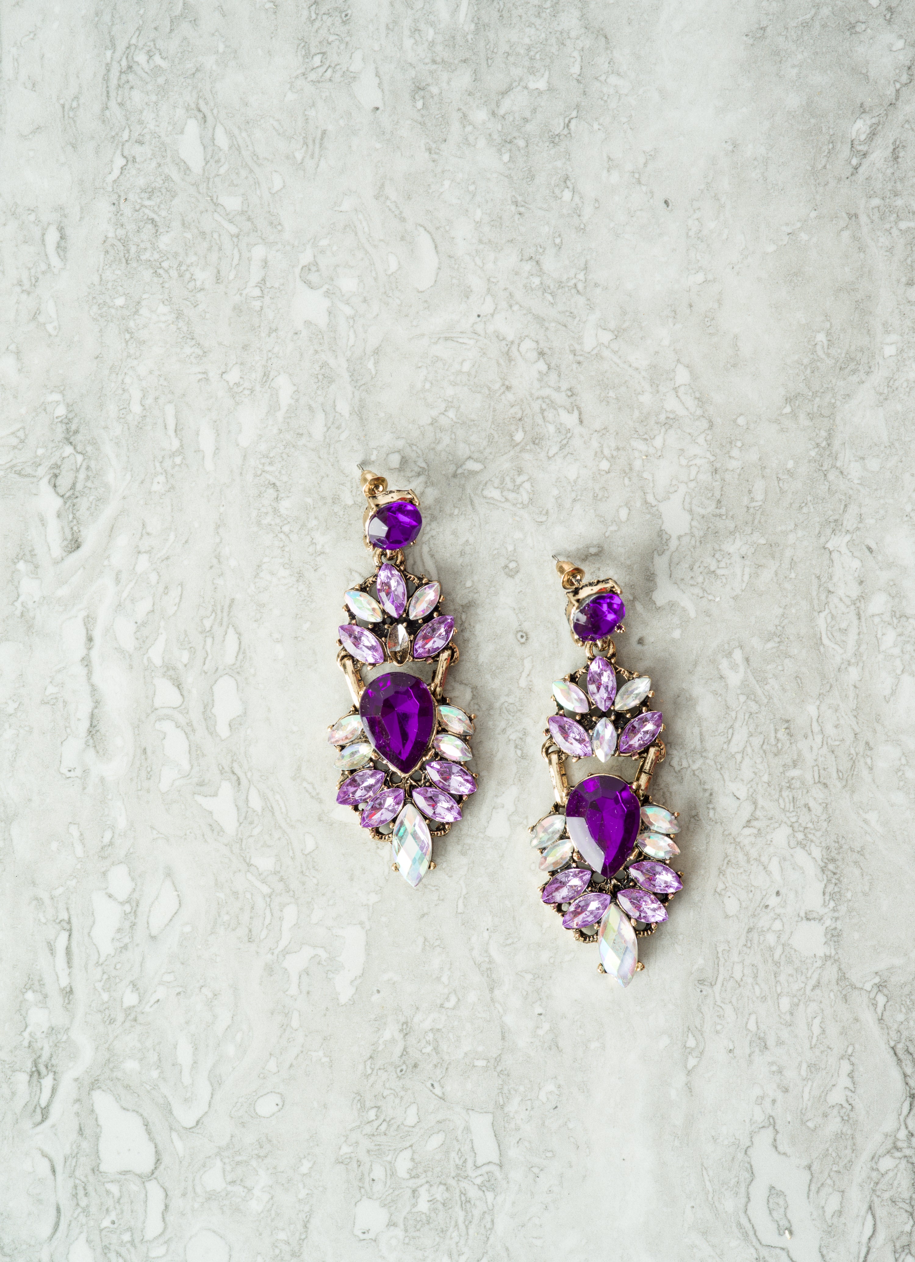 Georgina Purple Statement Earrings