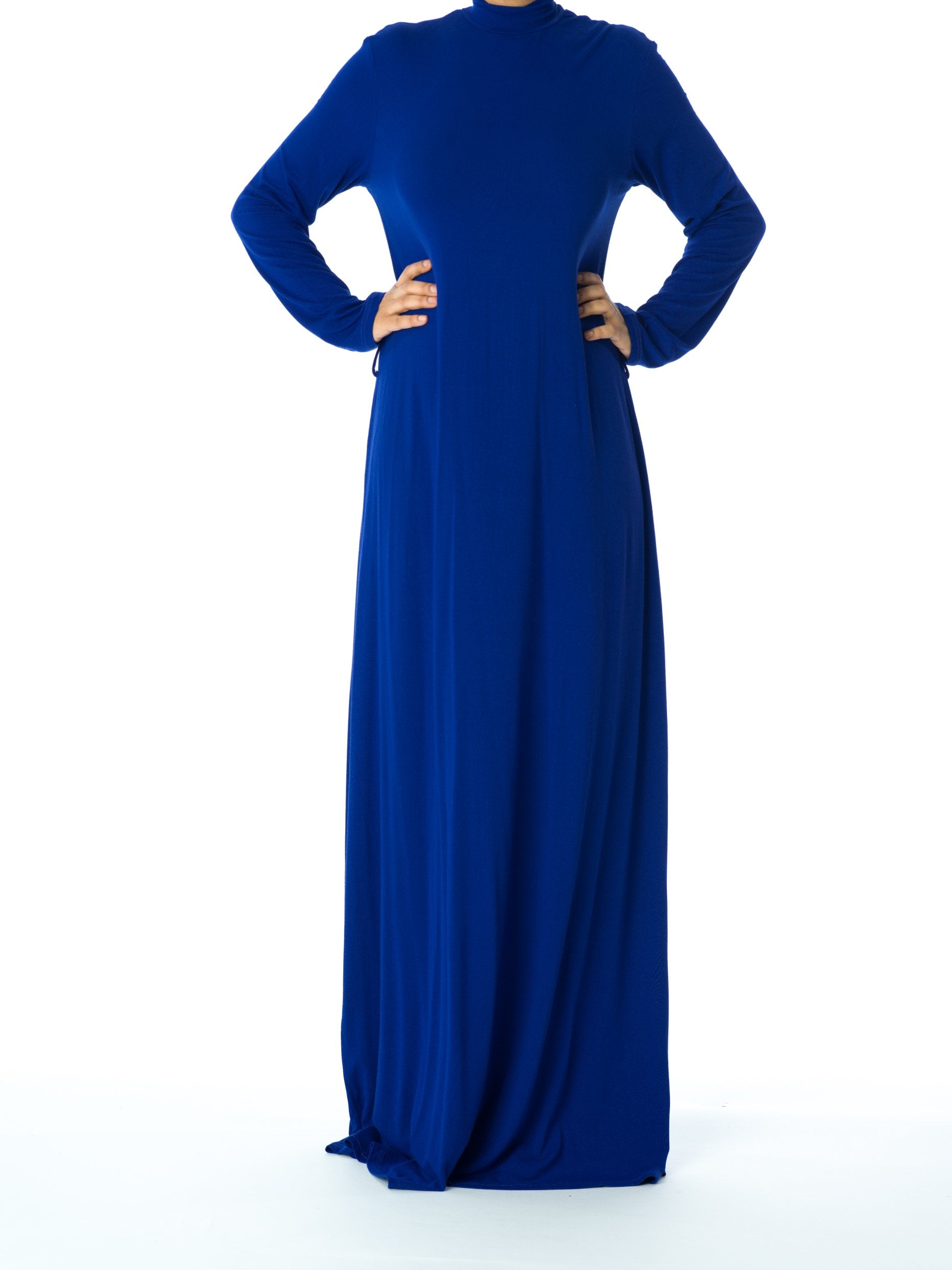 Leni Blue High-Neck Jersey Maxi Dress