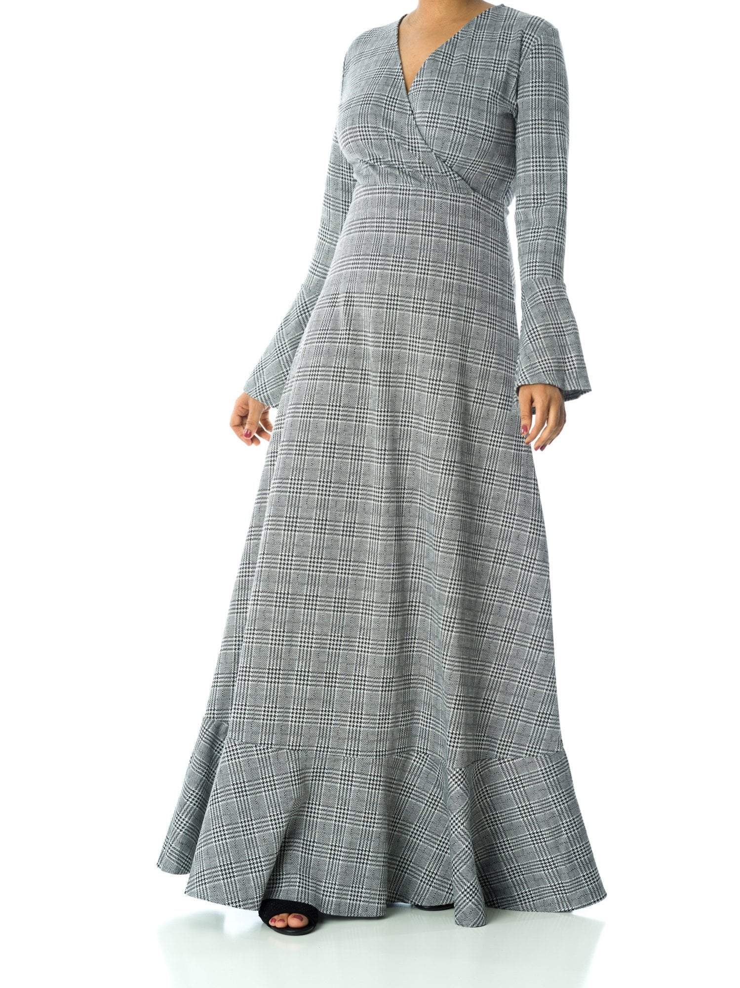 Mabel Black Houndstooth Maxi Dress
