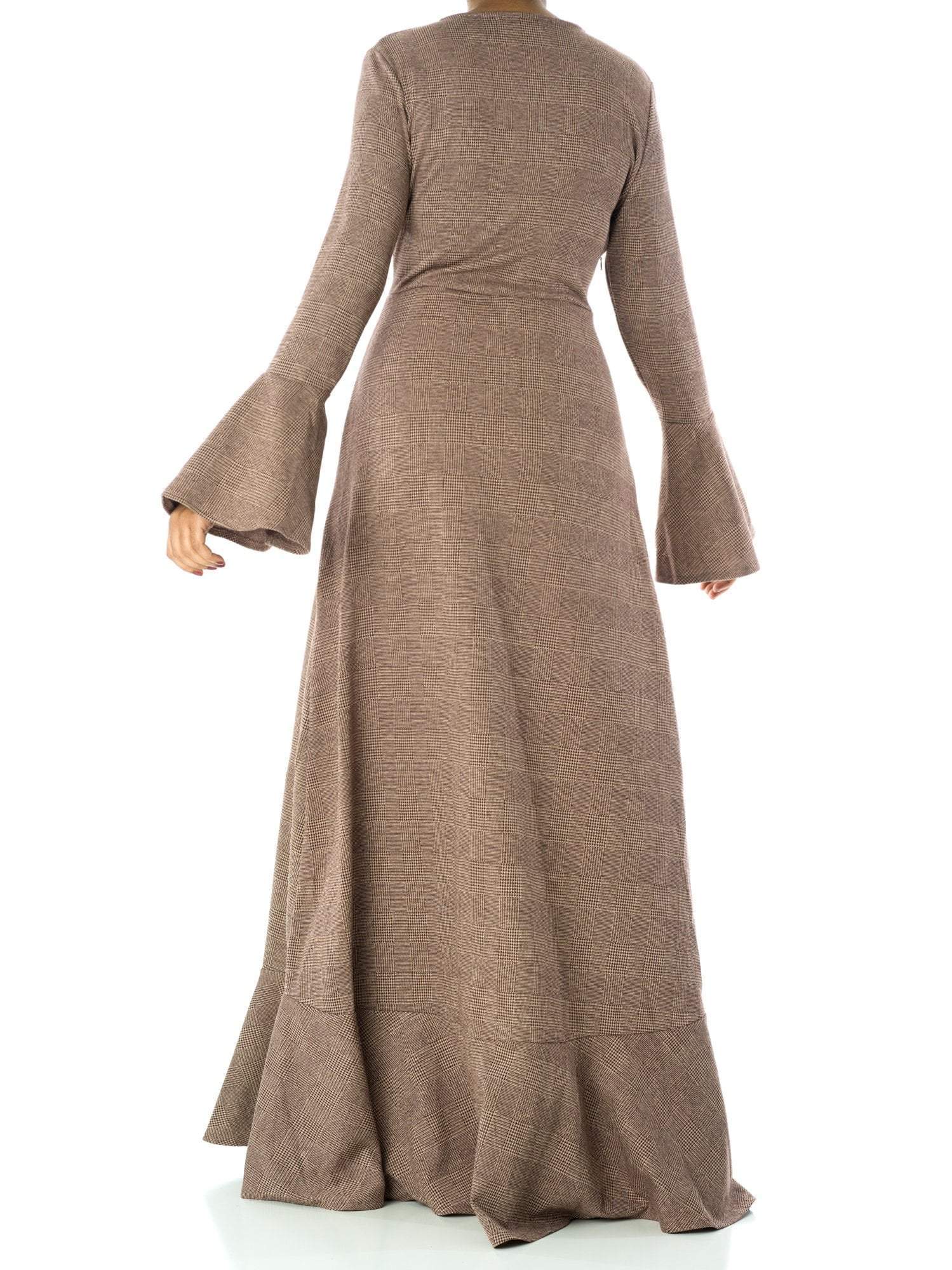 Mabel Brown Houndstooth Maxi Dress