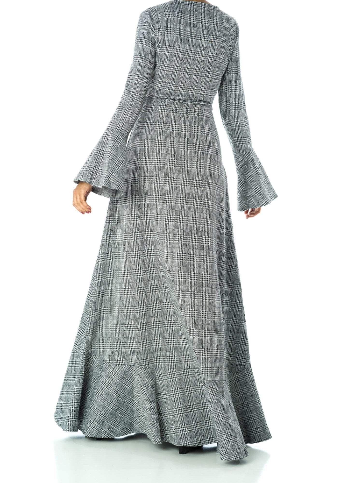 Mabel Black Houndstooth Maxi Dress