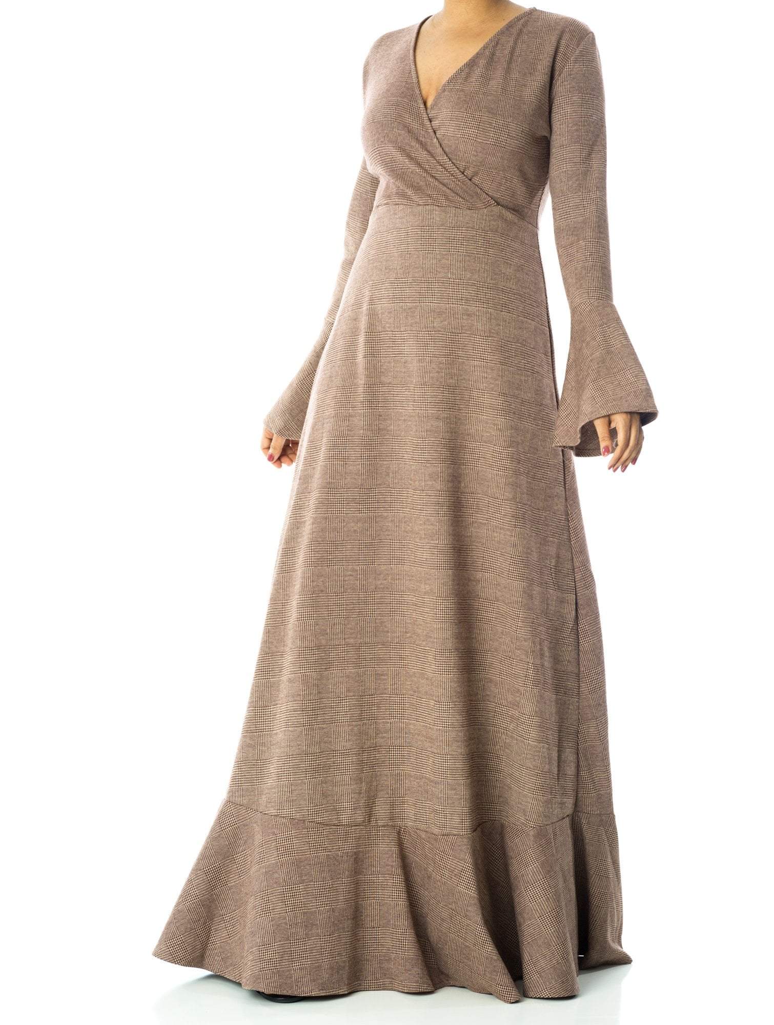 Mabel Brown Houndstooth Maxi Dress