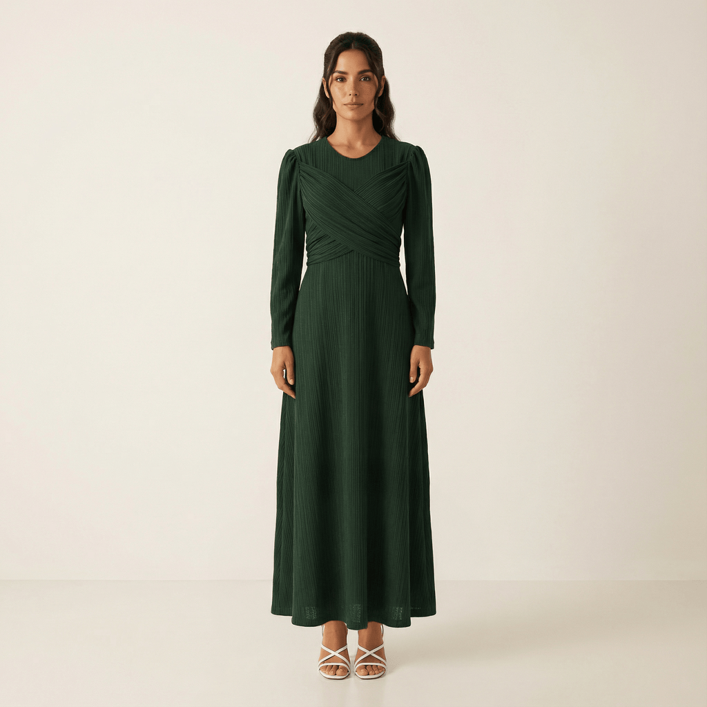 Zora Hunter Ribbed Long-Sleeve Maxi Dress