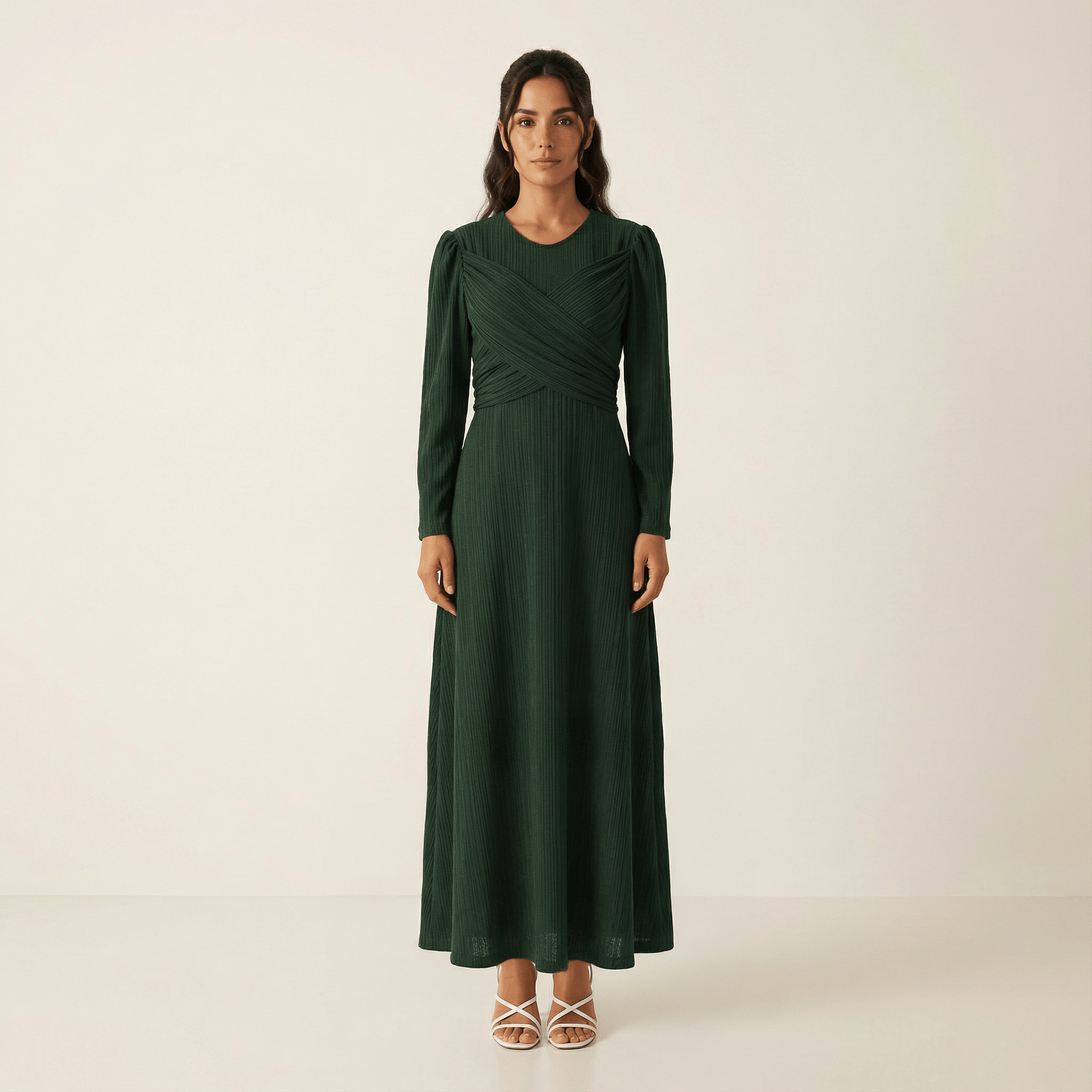 Zora Hunter Ribbed Long-Sleeve Maxi Dress