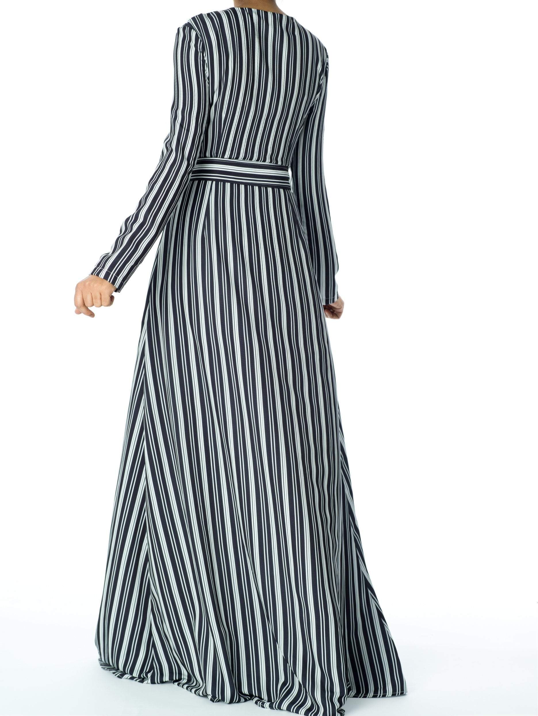 Emmy Impressive Striped Button-Front Maxi Dress