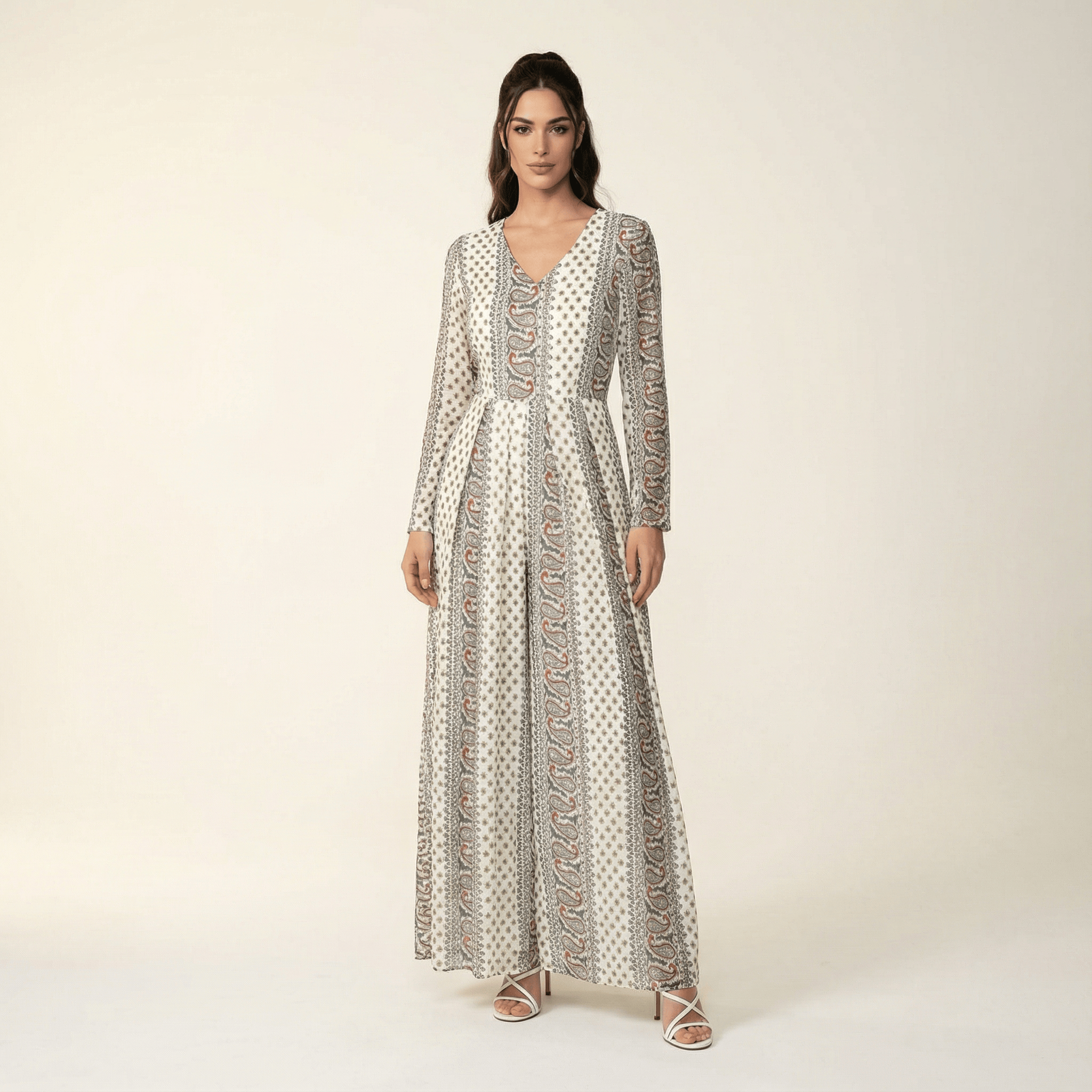 Mira Ivory Paisley Playsuit Maxi