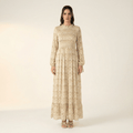 Rosemary Cream Floral Mock-Neck Maxi Dress