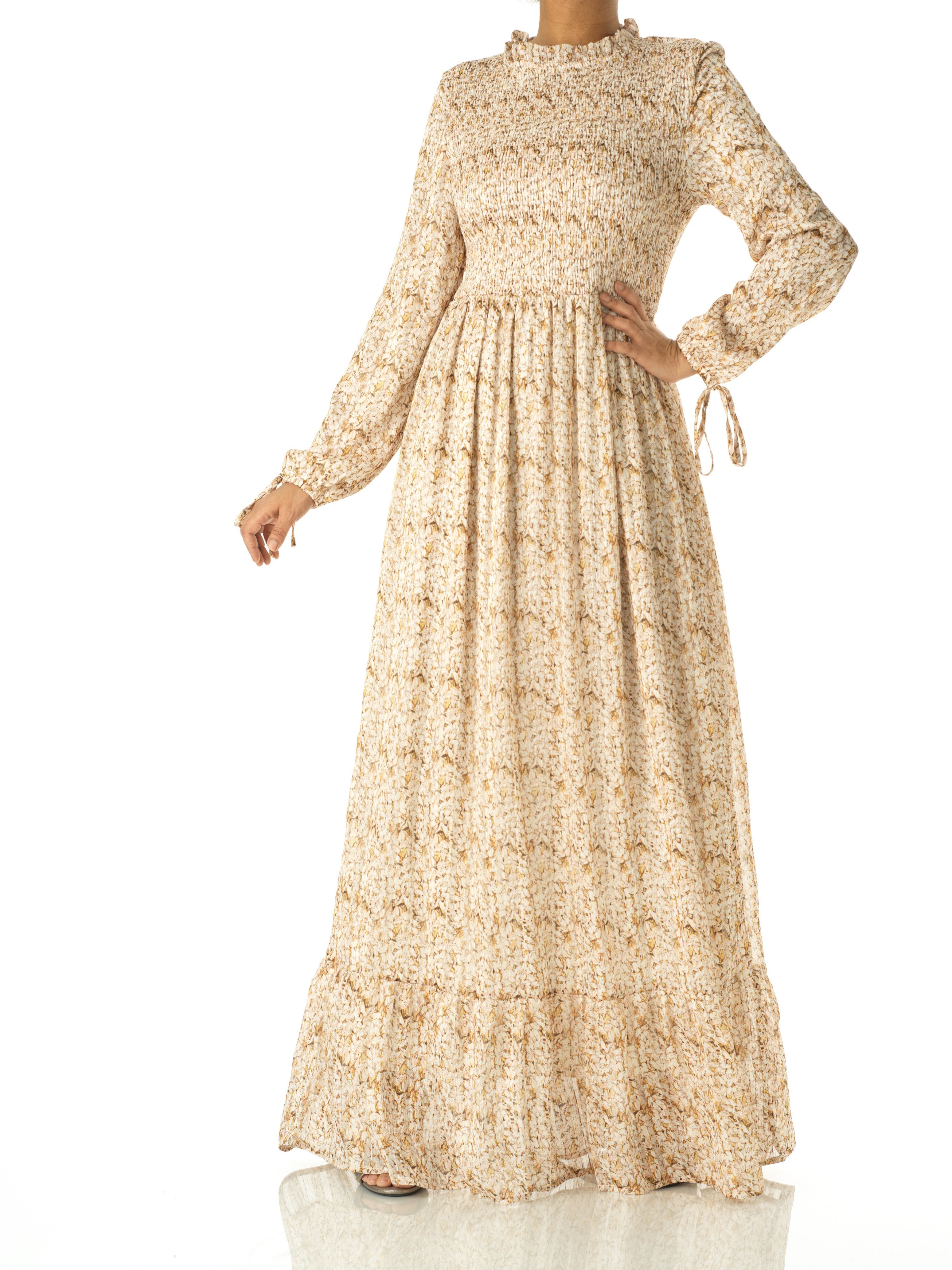Rosemary Cream Floral Mock-Neck Maxi Dress